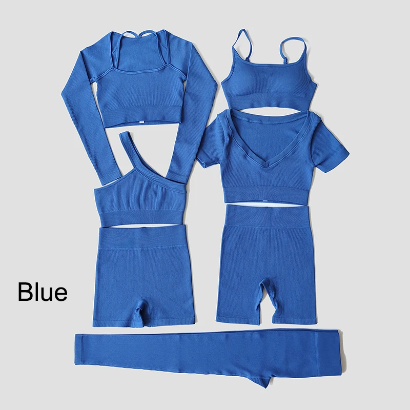 WAREBALL 2/3/7Piece Seamless Yoga Set Women Sports Suits Workout Bra Cropped Sports High Waist Gym Legging Fitness Wear