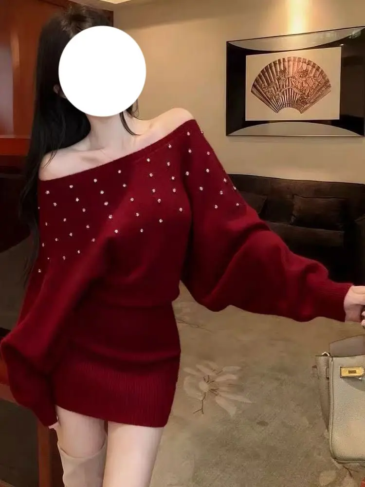 

Faionable вязаное облегающее платье на одно плечо, женское осенне-зимнее новое сексуальное длинное платье с высокой талией Sve Dr Ele Sle