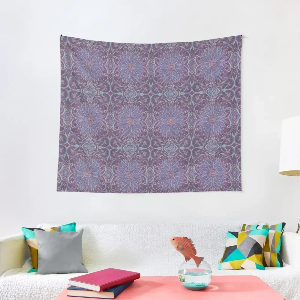 

Lavender Lotus, Floral Arabesque Pattern, Bohemian Oriental Style Tapestry Christmas Decoration Wallpaper Tapestry