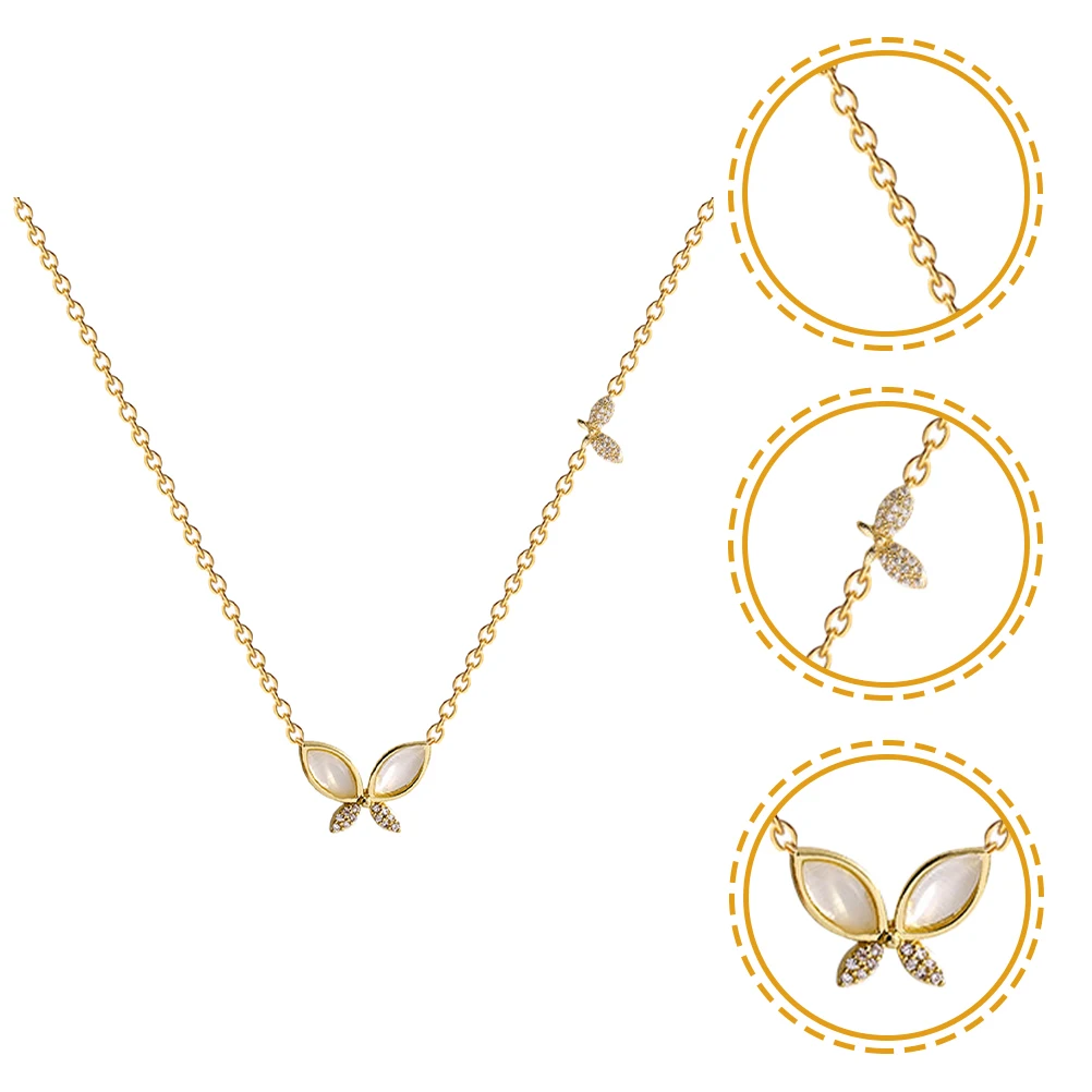 

Butterflies Pendant Necklace Women Titanium Steel Simple Clavicle Chain Elegant Jewelry for Wedding Party Festival Gold Chain