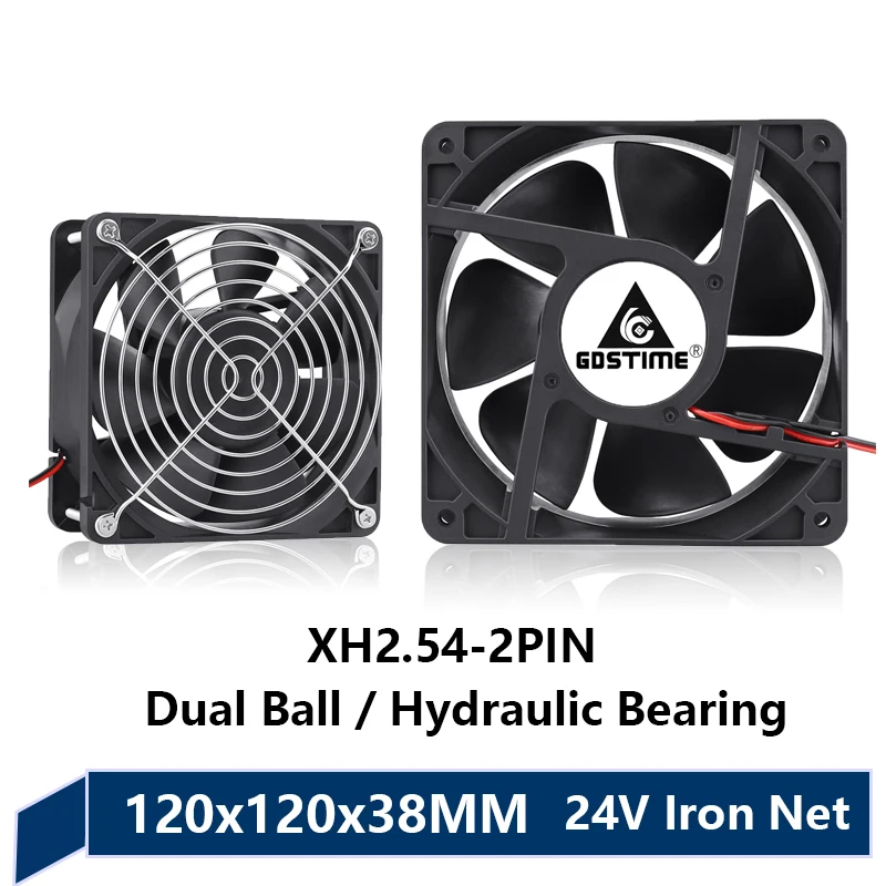 

Gdstime 1PCS 12038 24V Hydraulic / Dual Ball Cooling Fan 120x120x38mm With Iron Net Suitable For Case Cooling Computer Component