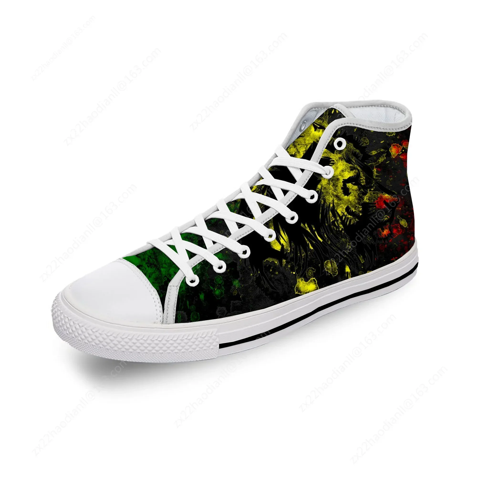 Reggae Rastafarian Rasta Rastafari Lion White Cloth 3D Print High Top Canvas Shoes Men Women Lightweight Breathable Sneakers