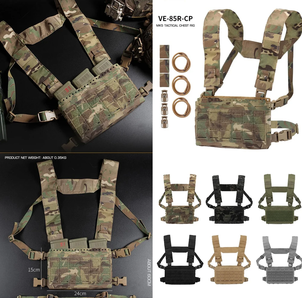 Outdoor MK5 Chest Rig Laser Cutting Molle SS MKV Micro Flight Chassis Placard 5.56 Triple Magazine Pouch Vest Plate Carrier