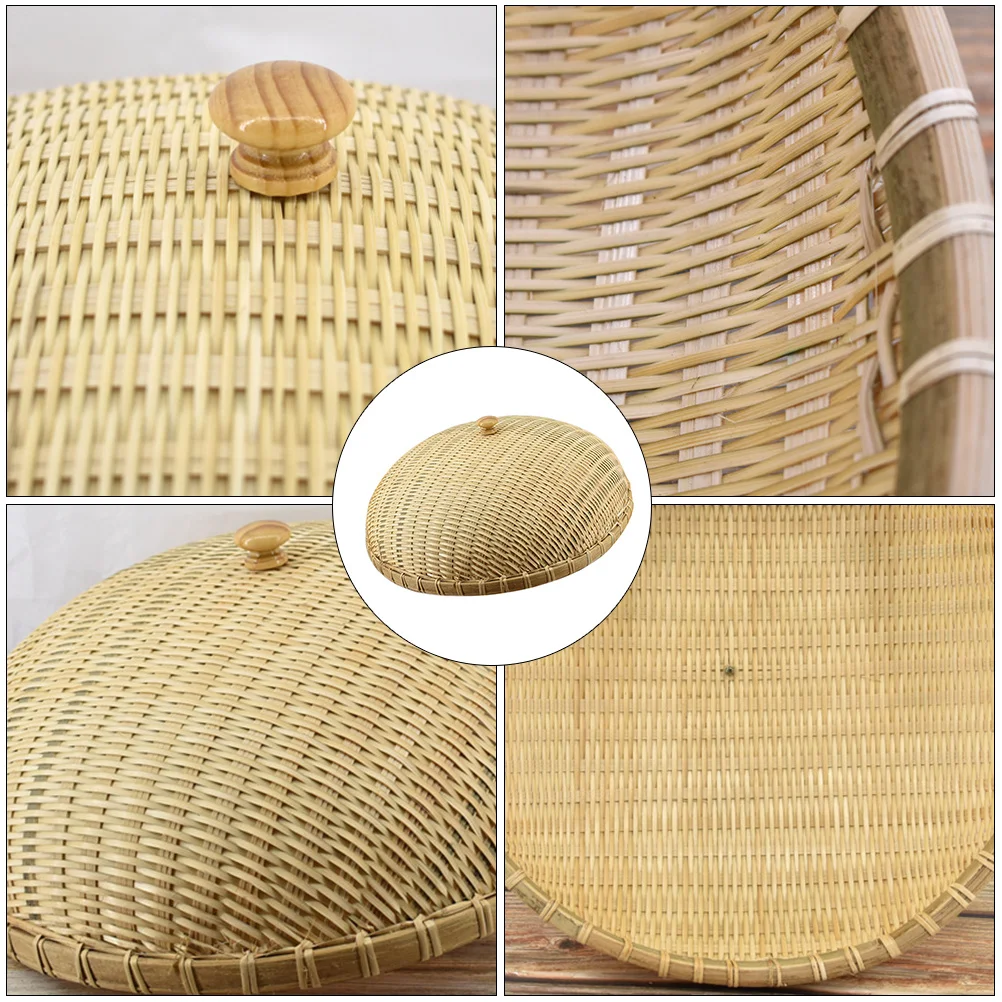 

1Pcs Bamboo Woven Food Cover Basket Rustic Exquisite Material Multifunction Decorative Home Kitchen Use