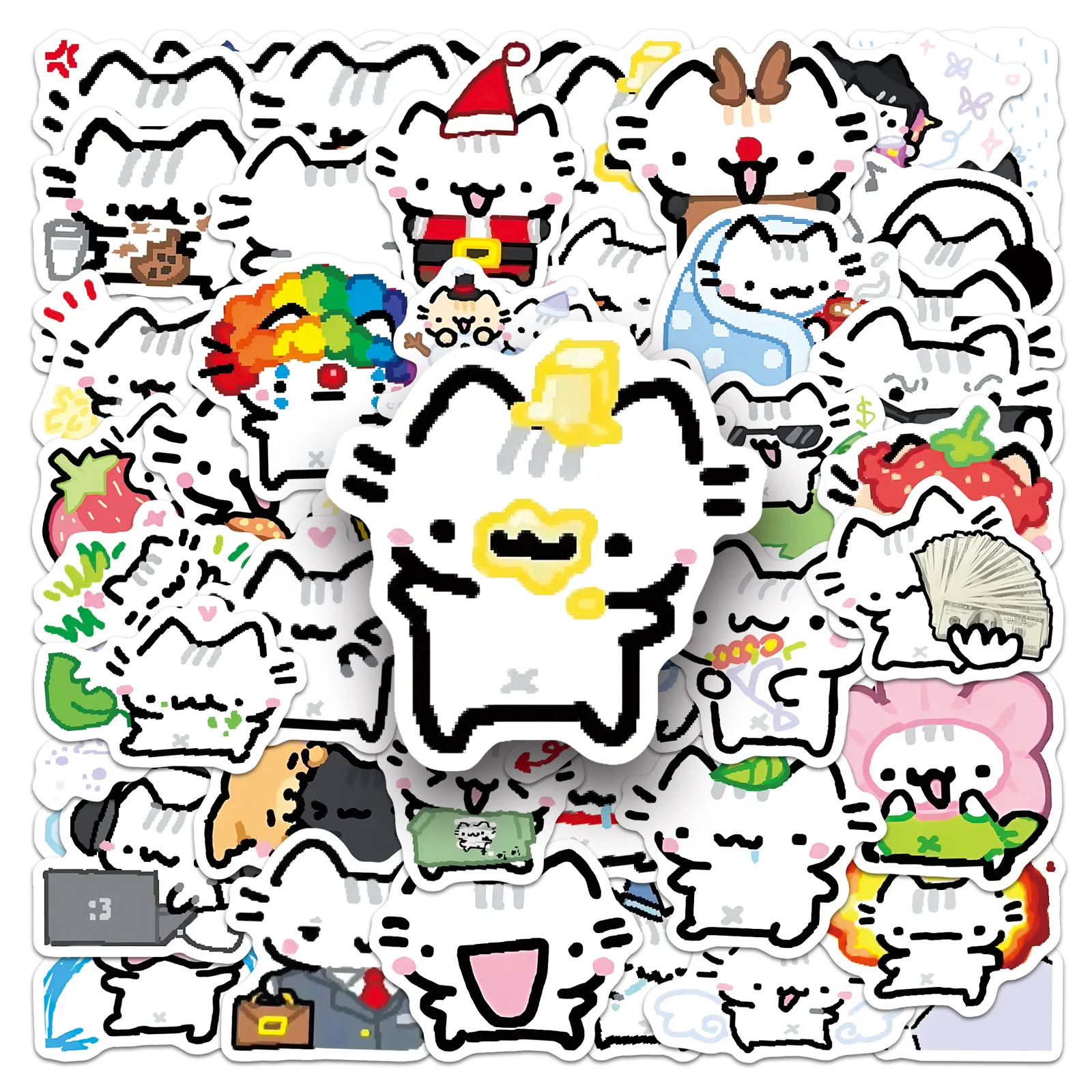 50 Stück ‌ Niedliches Basil-Kätzchen ‌   Graffiti-Aufkleber Kawaii Katzen-Cartoon-Dekor DIY Gepäck Handy Gitarre Scrapbook Tasse Klassisches Kinderspielzeug