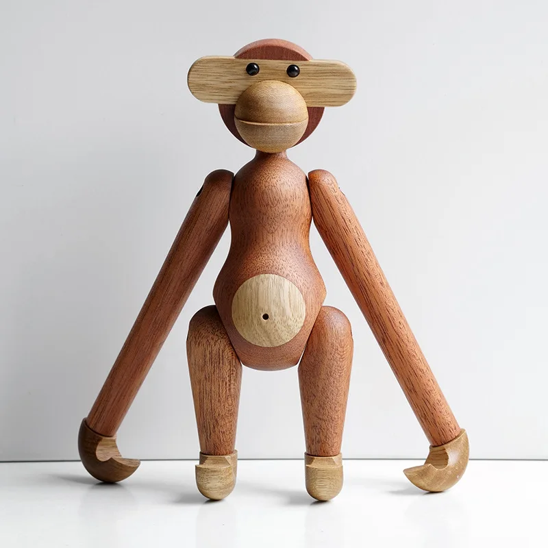 

Wooden Monkey Puppet Ornaments Nordic Style Solid Wood Home Decoration Living Room Creative Puppet Wooden Crafts
