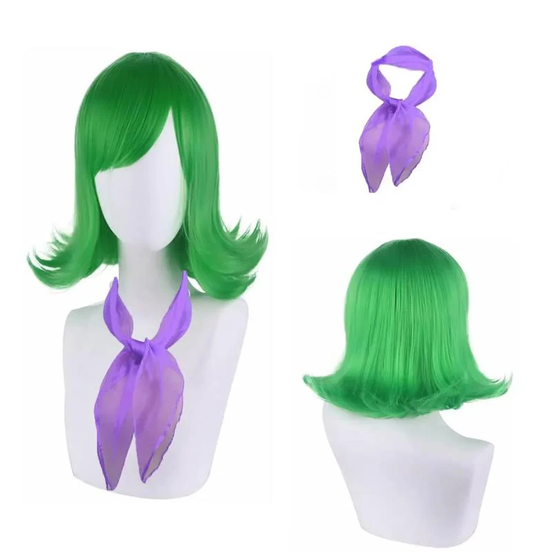 

Парики для косплея из фильма Inside Out 2, зеленый короткий вьющийся термостойкий парик из синтетических волос для Хэллоуина