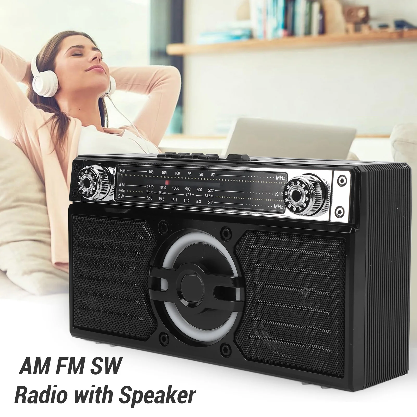 휴대용 라디오 블루투스 스피커 다기능 충전식 멀티 밴드 FM AM SW 라디오 여행용 장시간 재생 휴대용 라디오