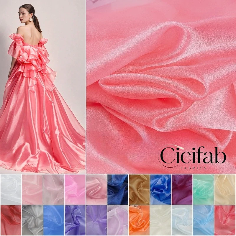 Pearlescent Organza Fabric Shimmer Sheer Cloth for DIY Wedding Styling Stage Backdrop Fashion and Graduation Designer Projects