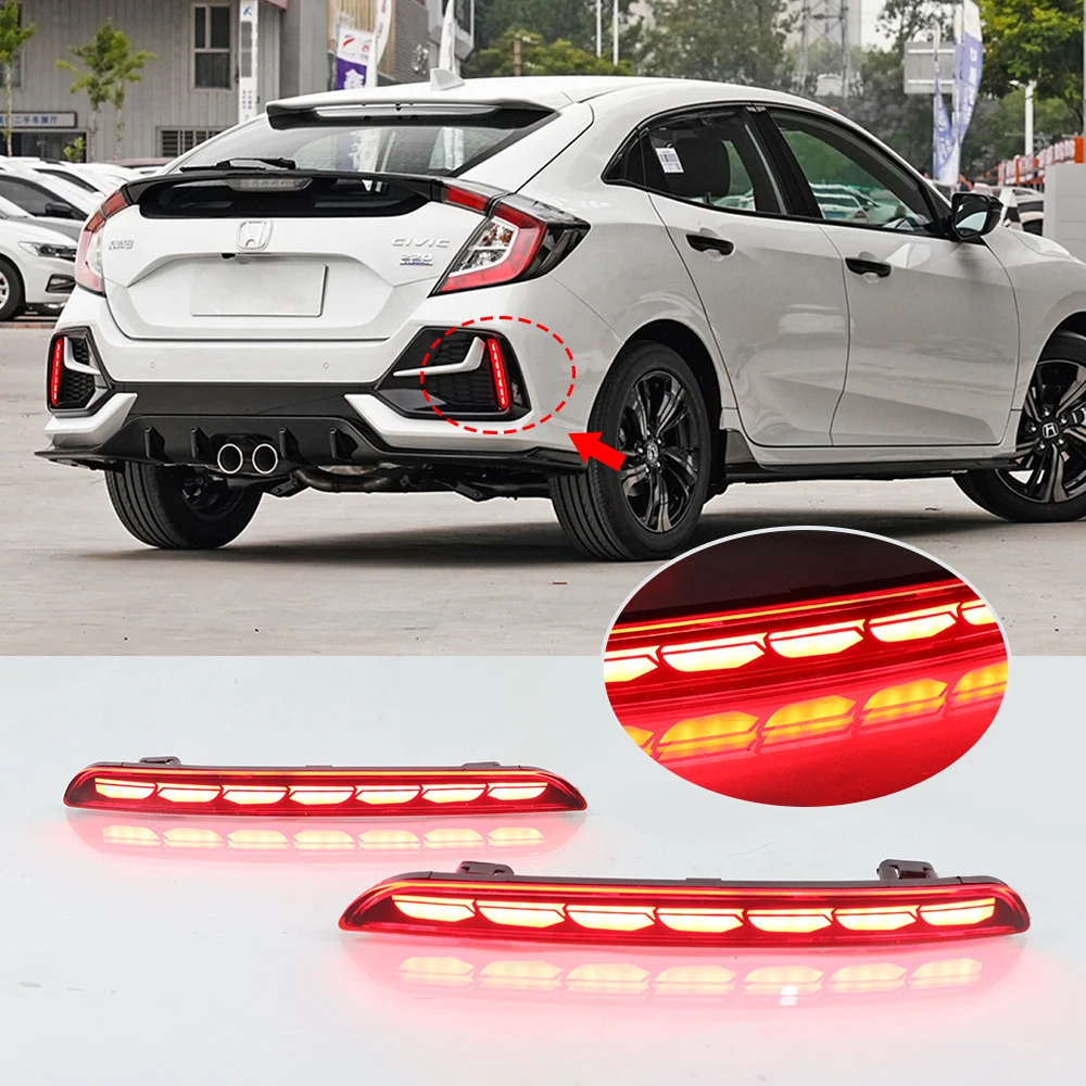 

OKEEN 2pcs For Honda Civic 11th 2021 Car Rear Bumper Reflector Lights Start-Scan Driving Lamp Streamer Brake Signal Taillights