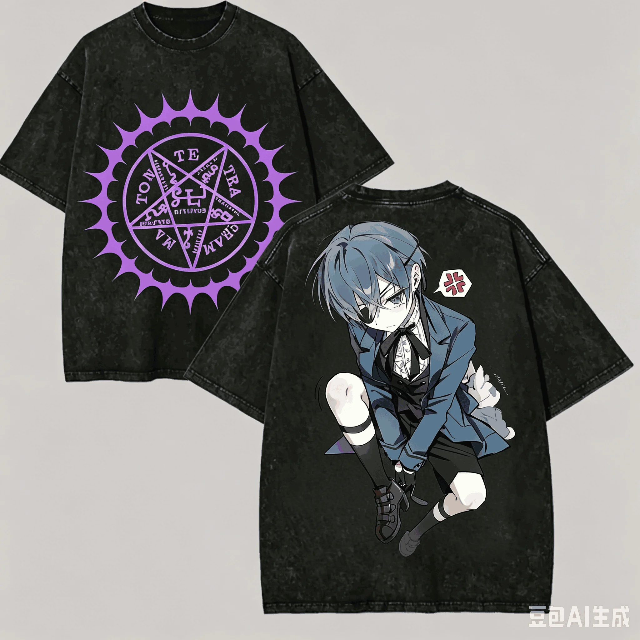 Black Butler Washed T-shirt Anime Lover Harajuku New Model Oversized Vintage Loose Streetwear Classic Unisex Couples hot product