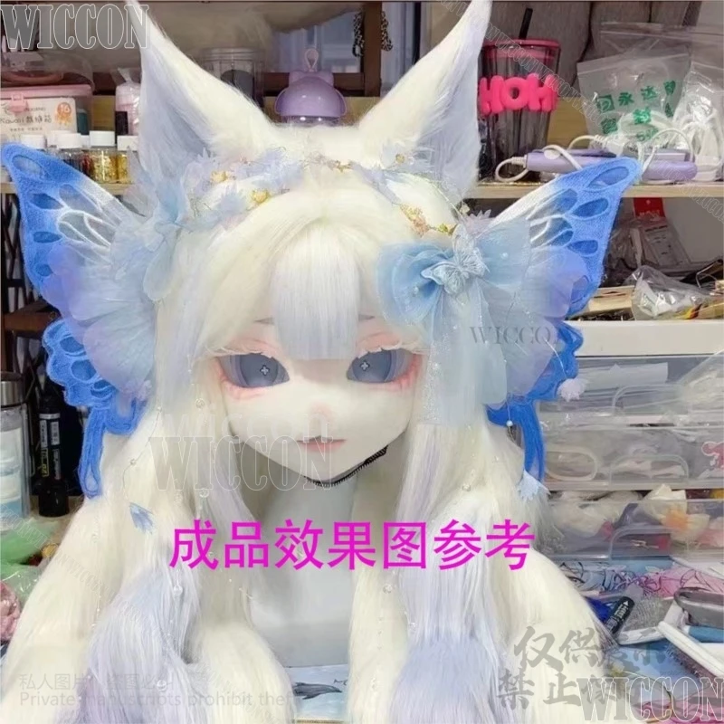 Animal fursuit peludo cosplay base cabeça crânio máscara anime cabeça terno raposa coelho gato adereços kigurumi trajes tecido de pelúcia personalizado