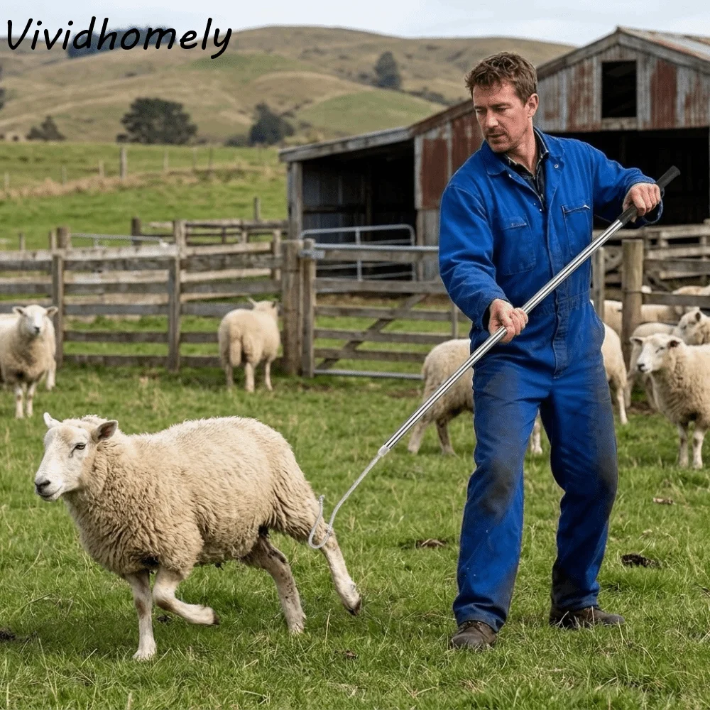 Poteau de capture robuste en acier inoxydable pour moutons et porcs, détachable, long, efficace pour la capture de bétail en ferme