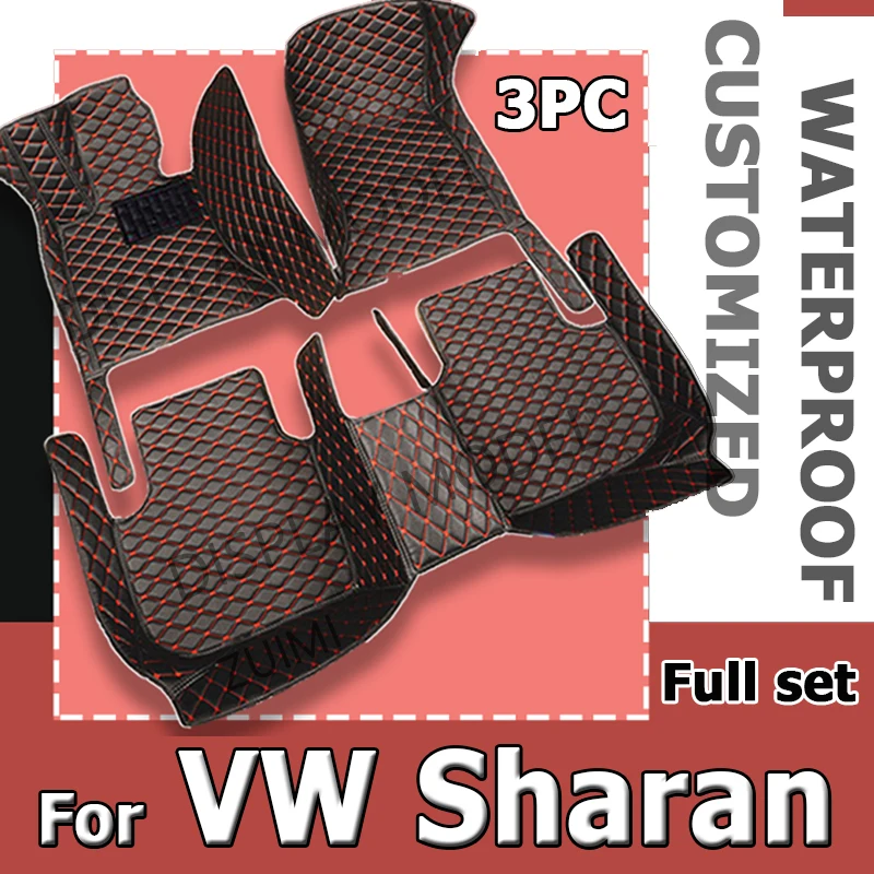 Car Floor Mats For Volkswagen VW Sharan 7N 7seat 2010~2022 Auto Leather Floor Mat Rugs Pad Interior Parts Car Accessories 2012