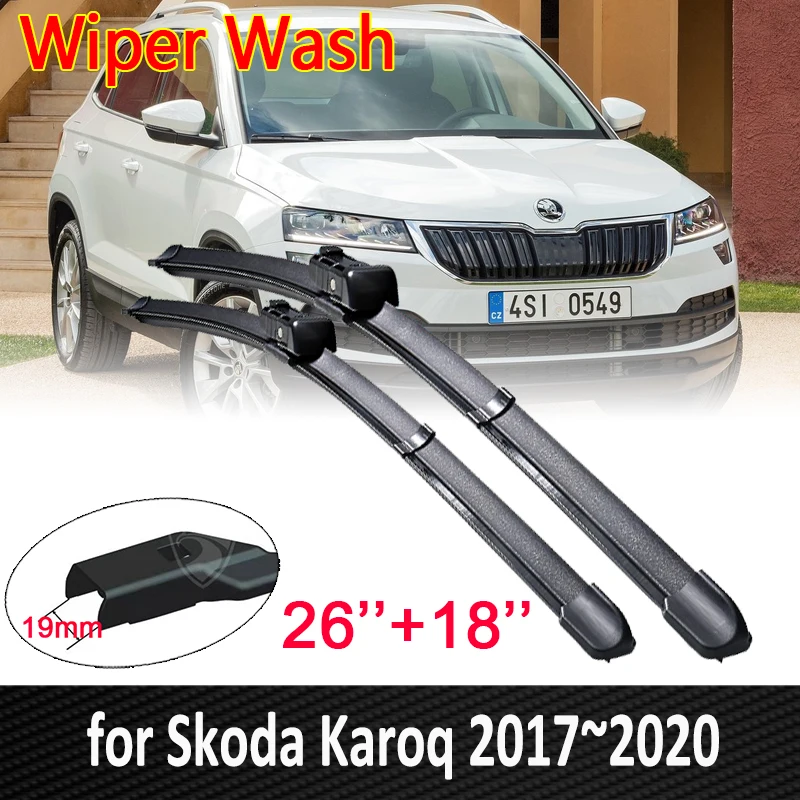 for Skoda Karoq 2017~2020 2018 2019 Car Wiper Blades Front Windscreen Windshield Wipers Car Accessories Stickers