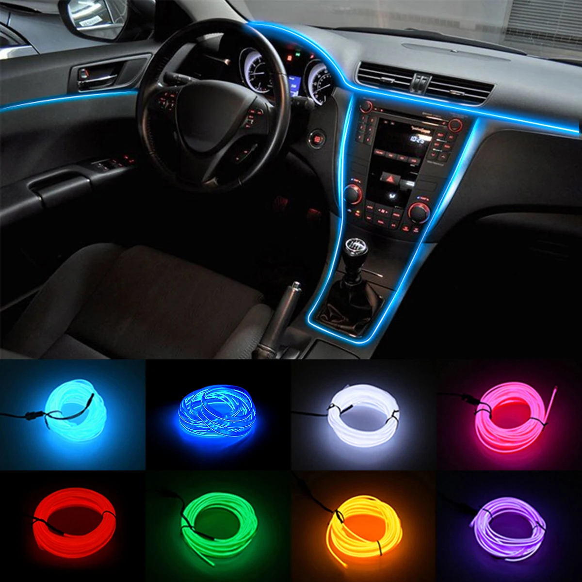 

5M Christmas Car EL Wire Decor Light Strip Ambient Light 3Modes Neon Light Atmosphere USB LED Strip For Audi BMW Benz All Series