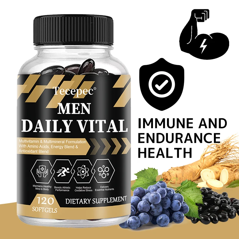

Men's Daily Multivitamin & Mineral Supplement, 22 Essential Nutrients, Supports Energy, Stamina, Immune, Brain & Muscle Health