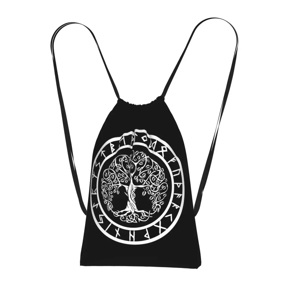 

Nordic Viking Scandinavn Odin Symbol Backpacks Portable Drawstring Bundle Pocket Sports Bag Book Bags for Travel Students