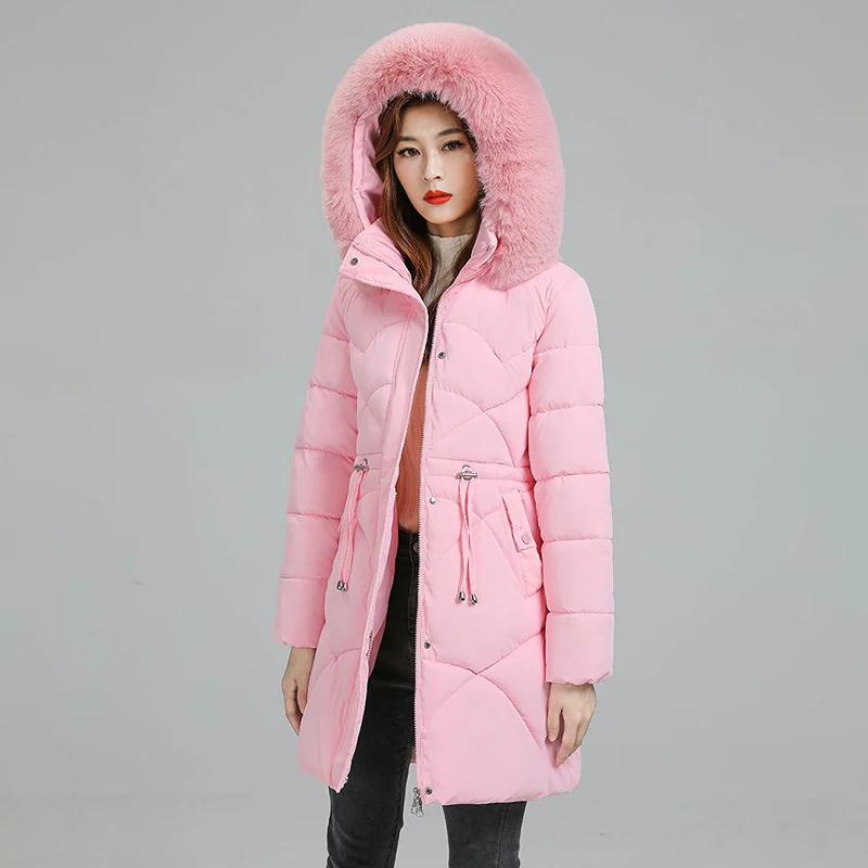 Long And High-end Trends In Winter Fashion Cotton-padded  Women Hooded Waist Slim 2023 New Ladies Loose Warm Coat Women.