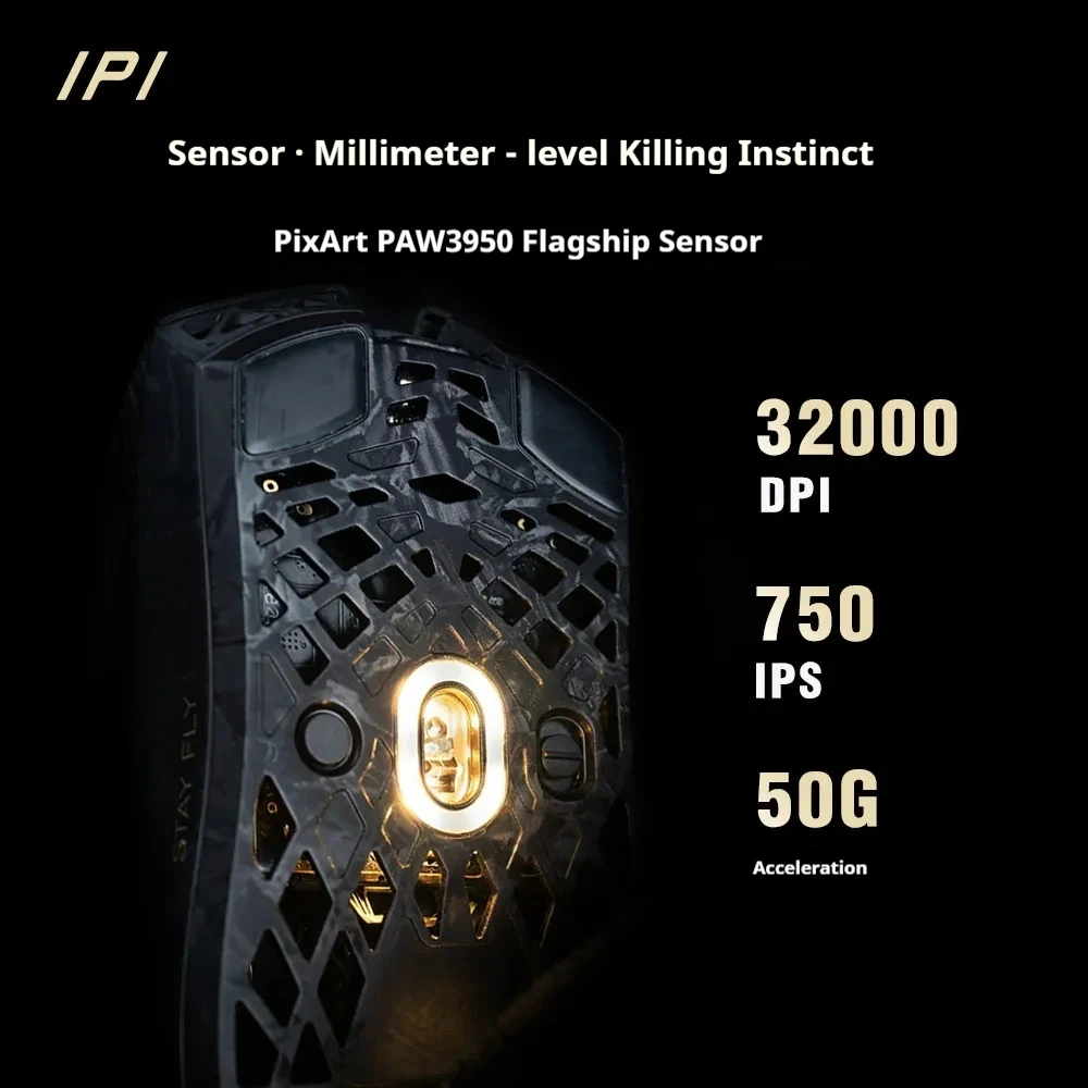 Mouse Gamer IPI Stay Fly Sem Fio de Fibra de Carbono 3950 N54L15 0.181Ms