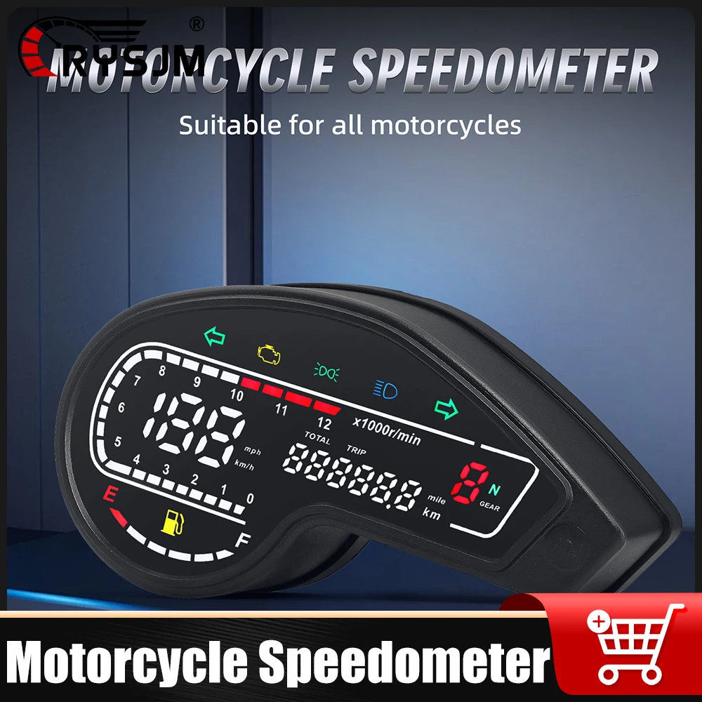 

RYSJM Motorcycle Speedometer LED Digital Tachometer Odometer Universal Motorbike Gauge for Honda NXR150 NXR125 Bros 2003-2014