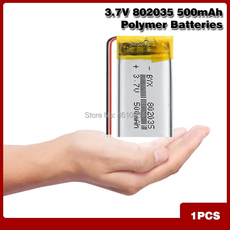 3.7V 500mAh 802035 polymer lithium ion / Li-ion battery For MP3 MP4 Toys DVR Mio mivue 536 mio 518 video recorder mirror dvr