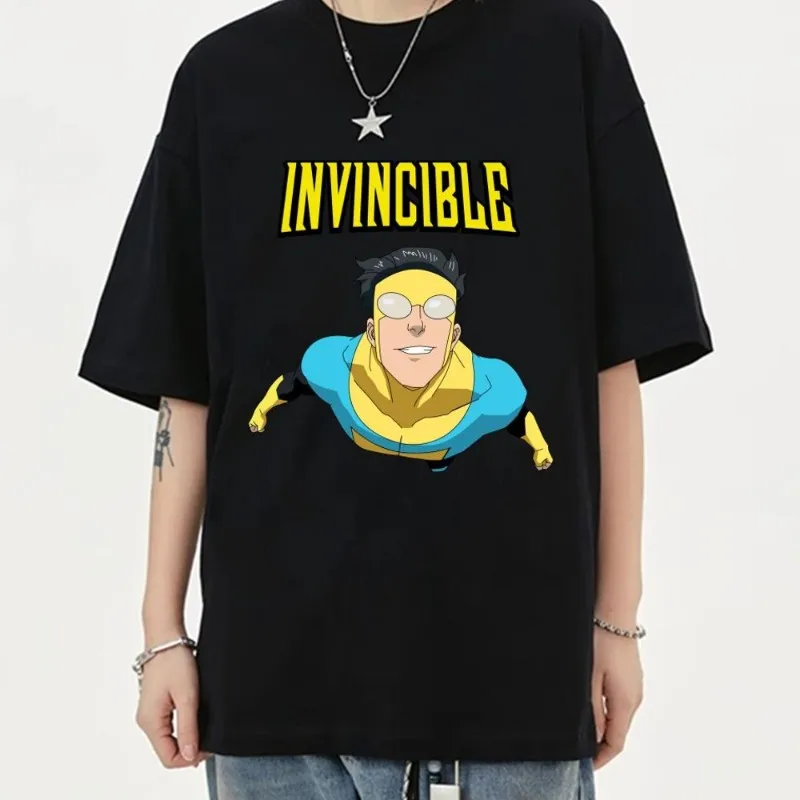 Invincible Season 2 Cartoon T Shirt Women Couple Clothes Short Sleeve Collar Fashion Man Cotton Summer Sporty