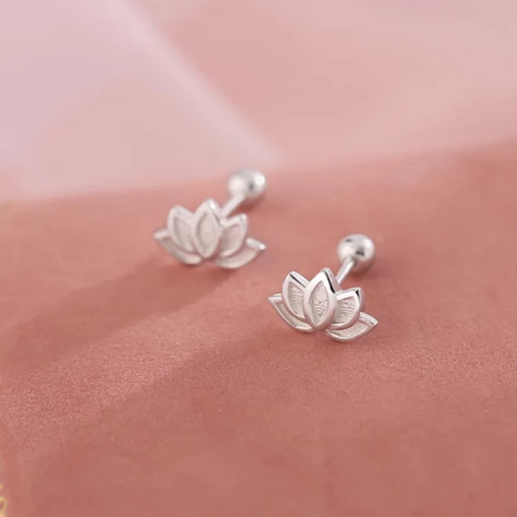 925 Sterling Silver Lotus Flower Piercing Stud Earrings For Women Vintage Engagement Vintage Jewelry Wholesale Accessories