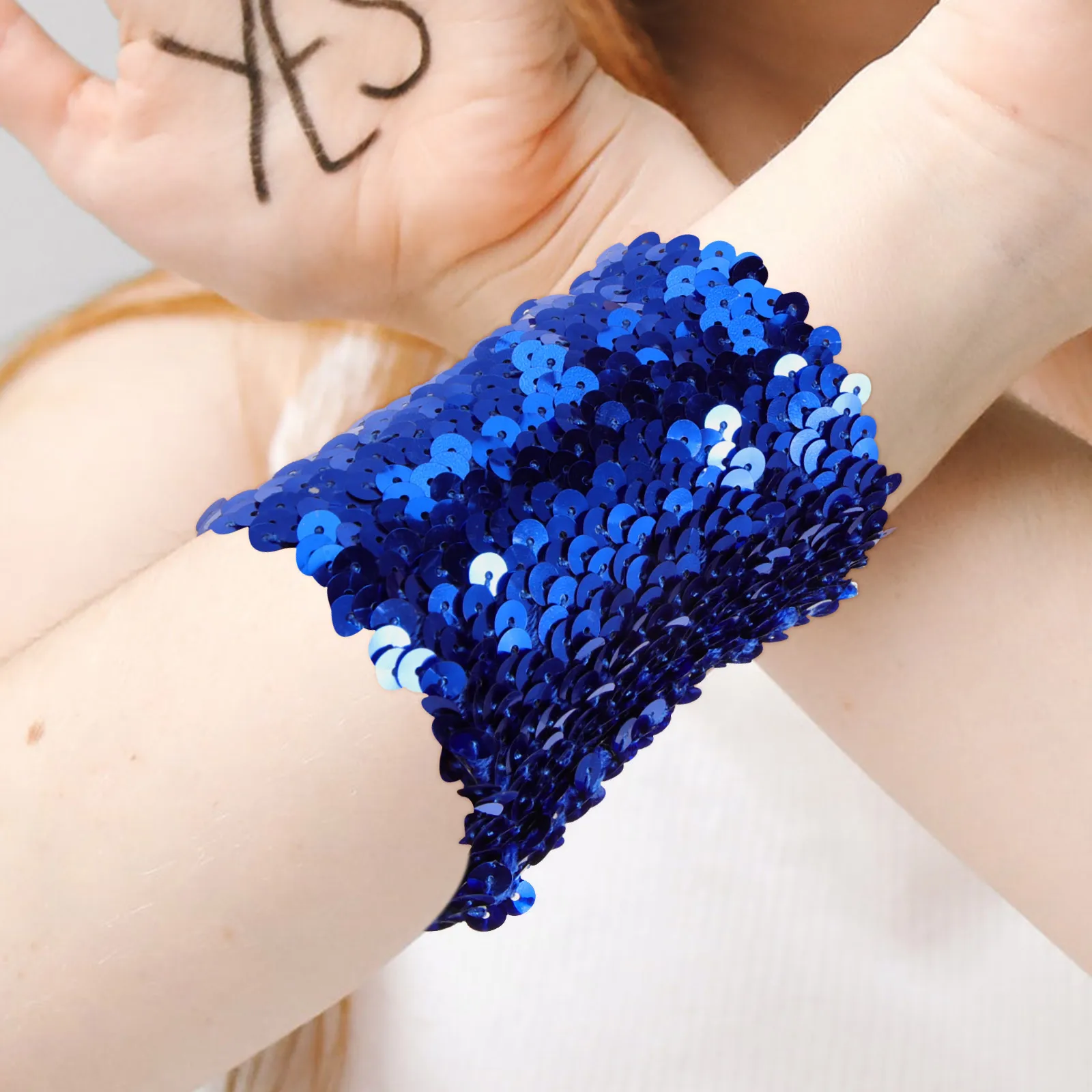 

Sequin Bracelet Wrist Bands Cute Party Favor Birthday Kids Flash Adjustable Glitter Bracelets Reversible Two Colors Skin