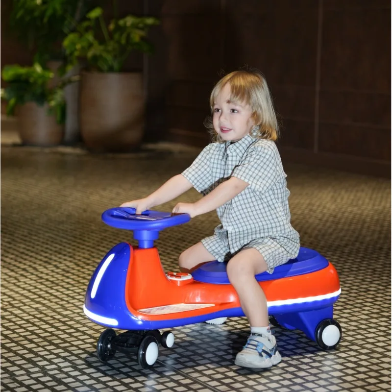 Carro de balanço infantil com volante, planador de plástico colorido de brinquedo sem pedal para crianças
