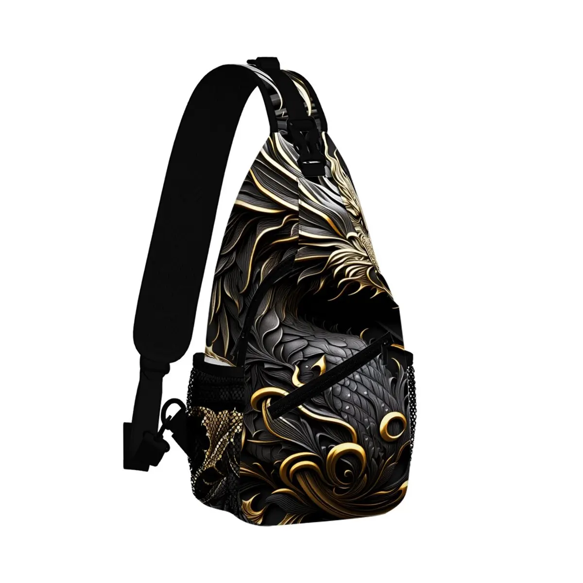 Metal Dragon Print Small Chest Bag Men's and women's Best Gift 2D Cartoon Large Capacity Outdoor Sports Leisure Fashion