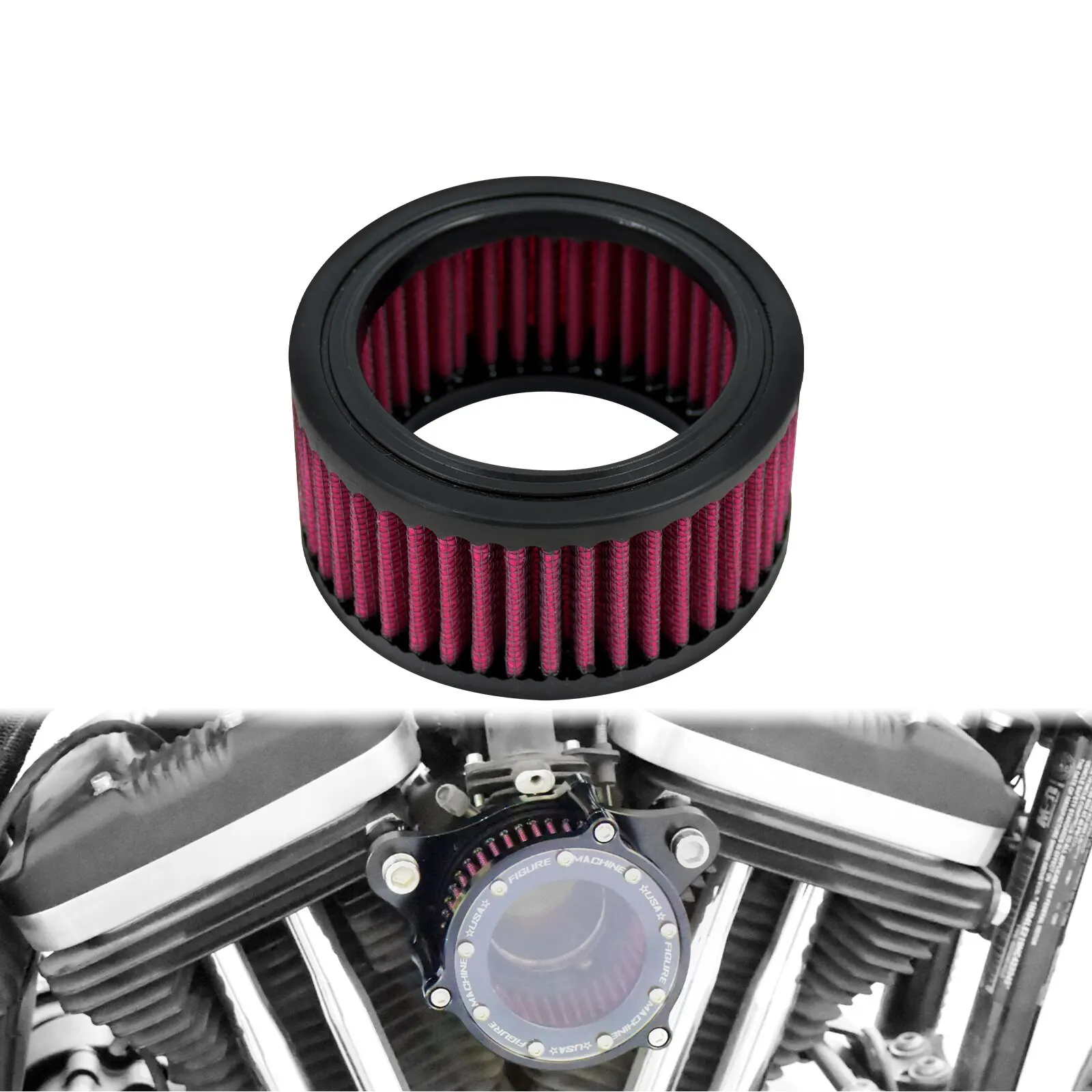 Motorcycle Air Cleaner Filter Red Element Replacement Fit For Harley Sportster XL 883 1200 Forty Eight 48 72 XL1200NS Iron