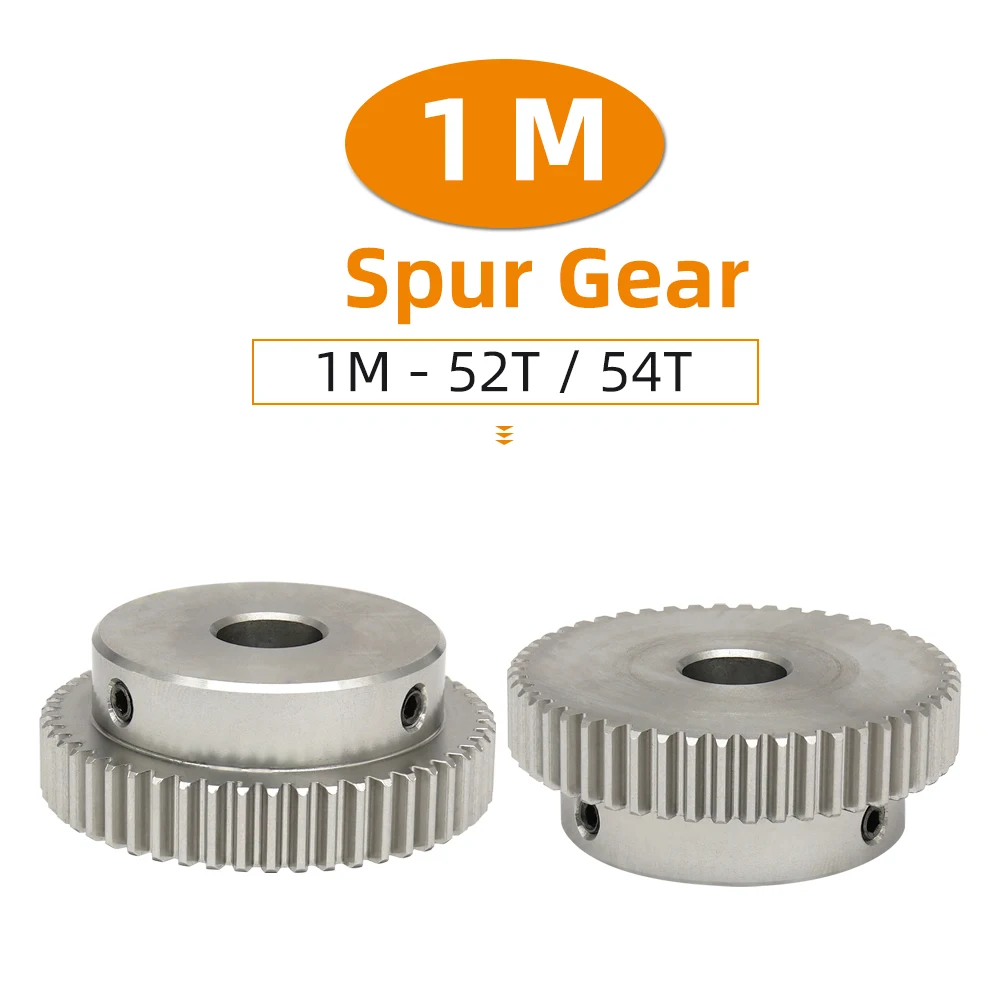 1M 52T/54T Spur Gear Teeth Pitch 3.14 mm Bore Size 8-25 mm 304 Stainless Steel Motor Gear Teeth Height 10mm 1M 52Teeth 54Teeth