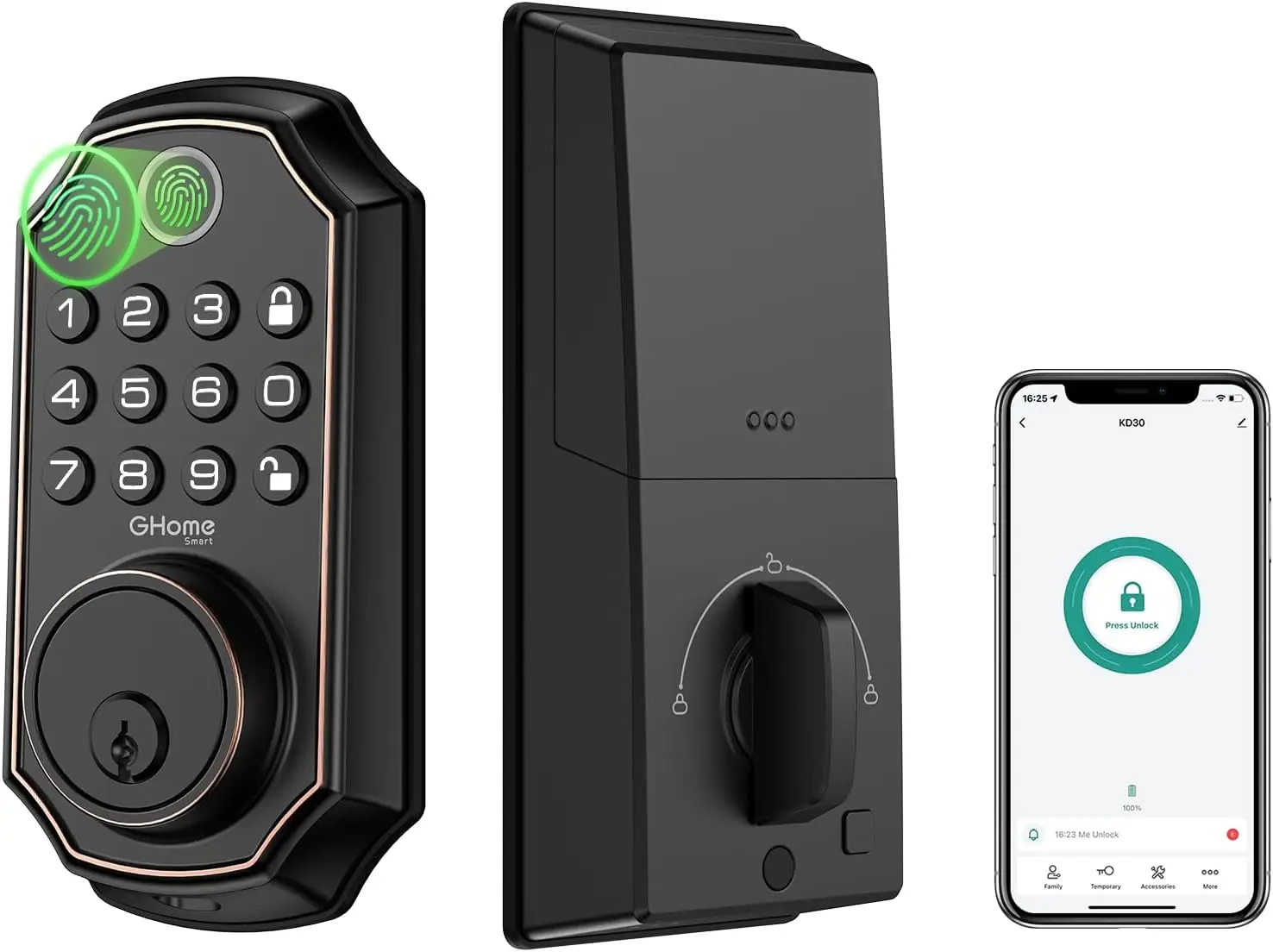 

Умный дверной замок: отпечаток пальца, безключевой доступ, управление через приложение, автоматическая блокировка, простая установка для дома/квартиры/офиса, черный цвет