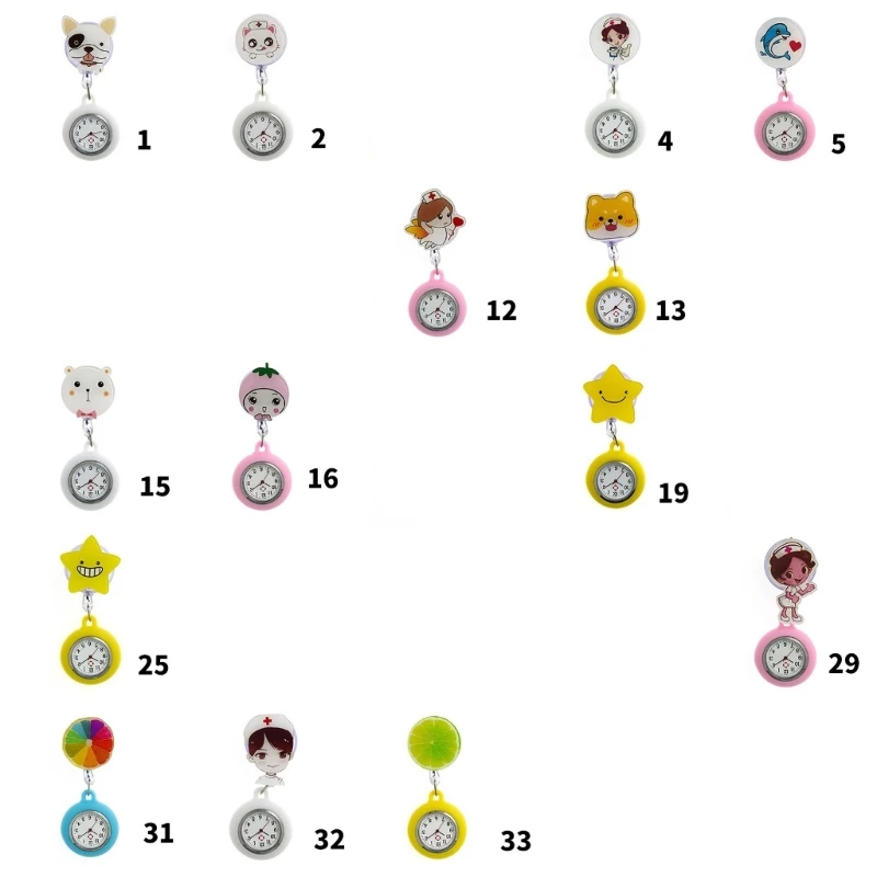 652B Retractable Nurse Pocket Watch Silicone Cover Clip On Watches for Hospital Staff