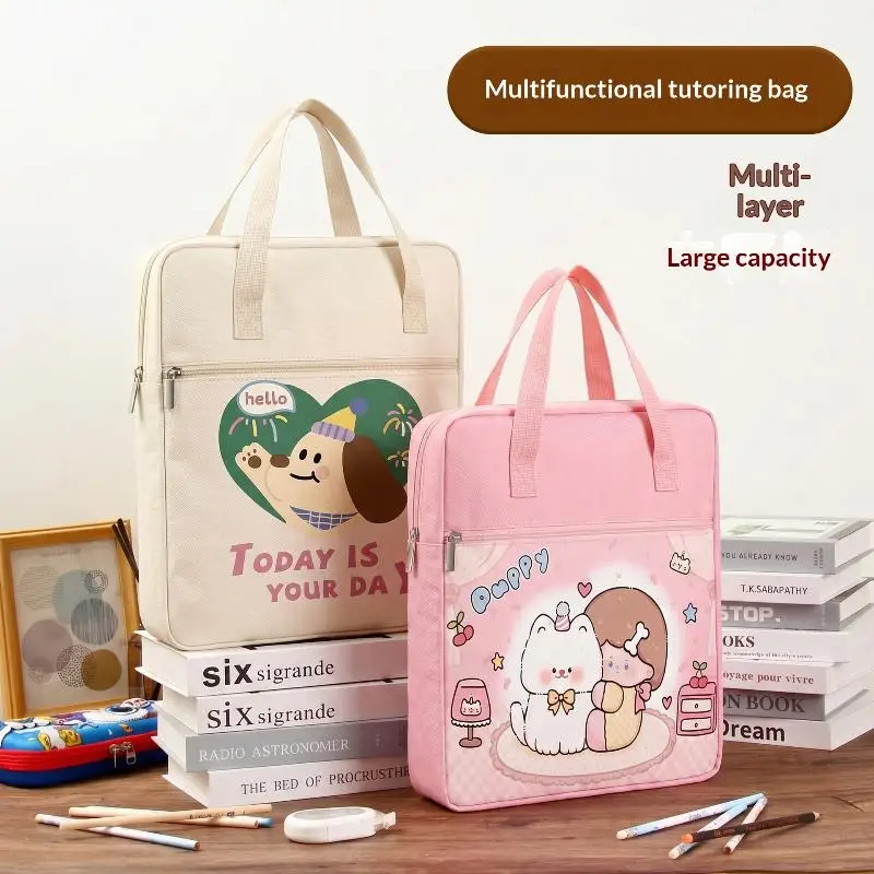 Niedliche Tragetasche mit Cartoon-Print, große Kapazität, für Schüler, Hausaufgaben, Dokumente, Tutorial, Aufbewahrung, Handtasche, Schulbedarf – Detail 6