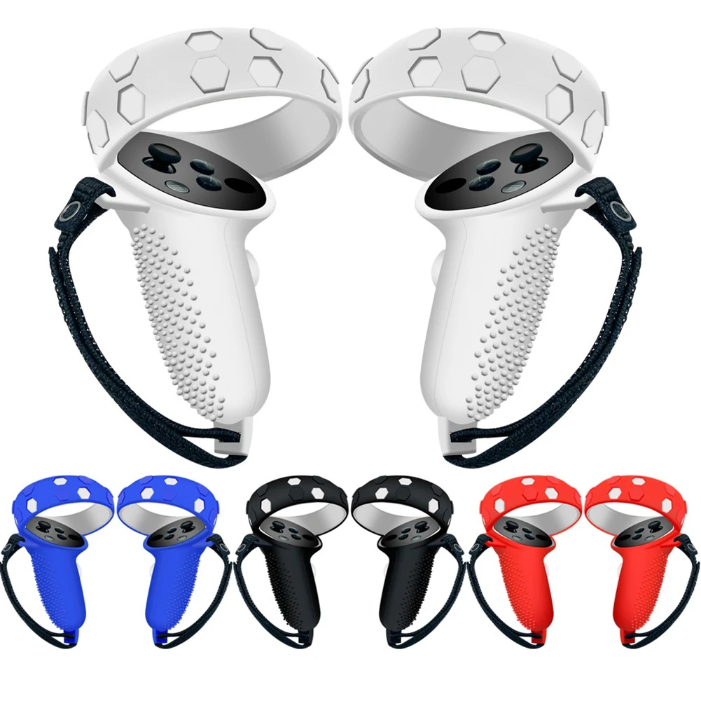 A49T VR Handle Silicone Protective Cover for 2 Controller Grips Strap for 2 VR Accesories(Black)