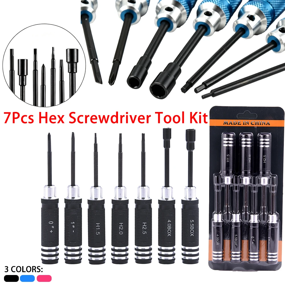7Piece Set Hex Screwdriver Tool Nut And Wrench Set 1.5mm/2.0mm/2.5mm Suitable For RC Airplane And Car Models