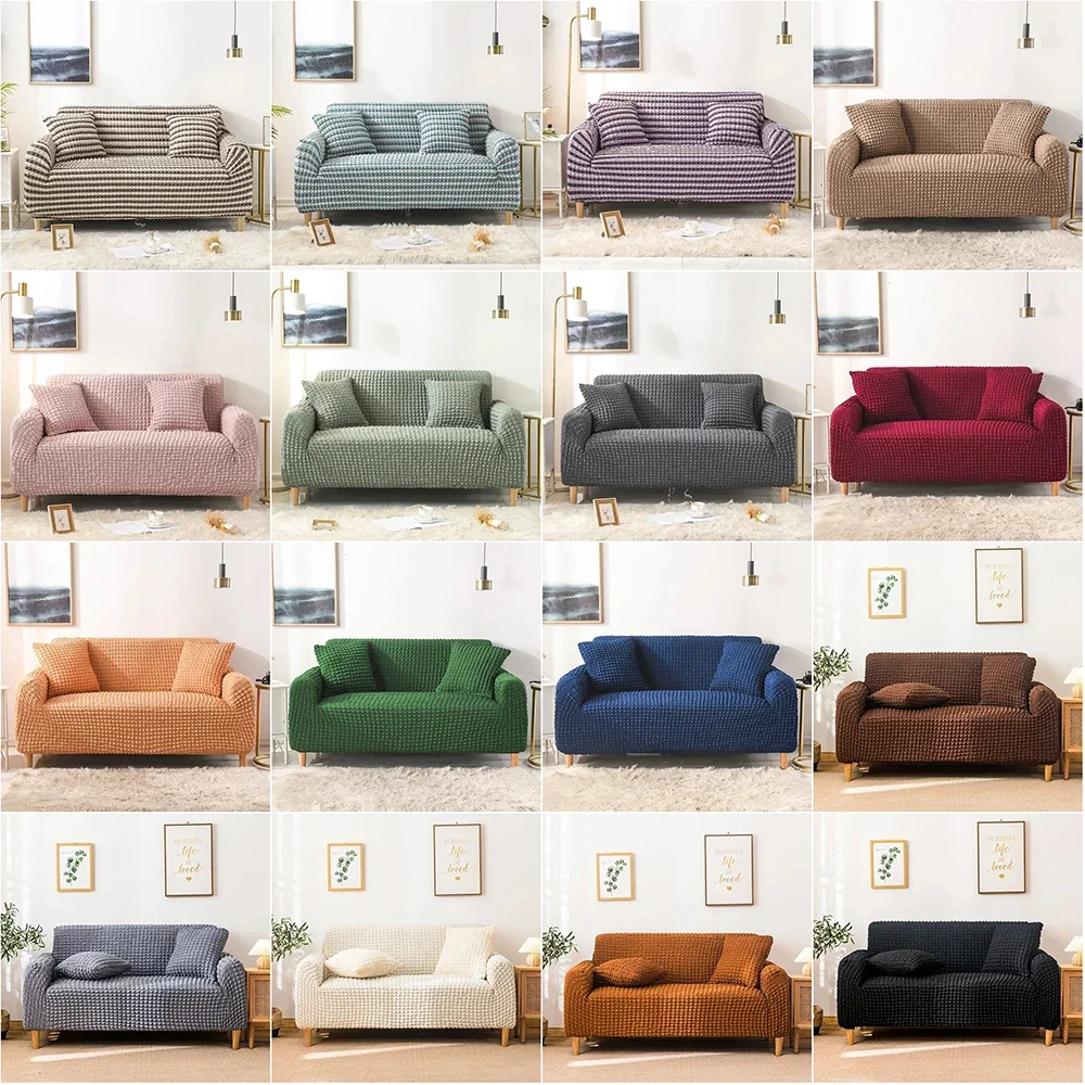 Image 6: Housse de canapé premium en seersucker, extensible, universelle, anti-poussière pour salon et maison