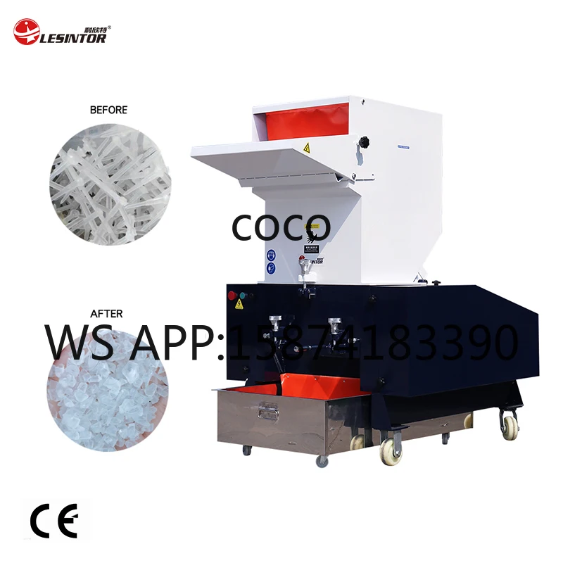 LESINTOR Industrial Plastic Shredder Automatic Waste Lump Crusher for PE/PP/PVC/PET/ABS Plastic Bottles Recycling