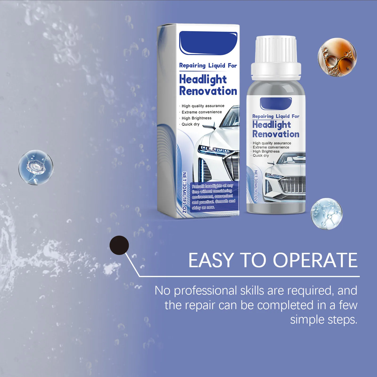 30 مللي سيارة العلوي إصلاح السائل السيارات العناية بالضوء الغبار والبقع إزالة عامل التنظيف تلميع تجديد نظافة لوازم #2