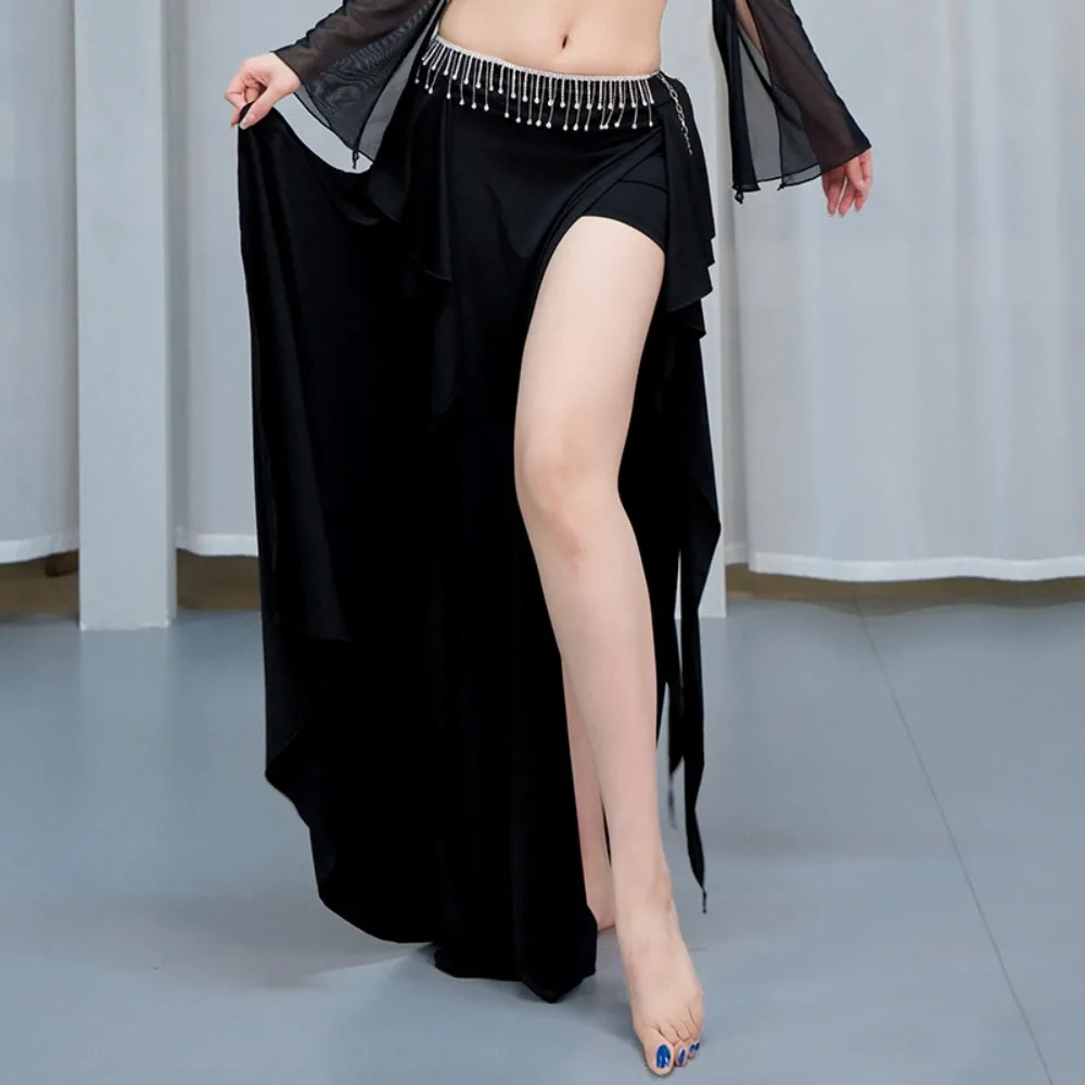 Buikdans oefenrok voor dames - Sexy lange rok met hoge split en elastische taille voor beginners, flatterende heupsjaal