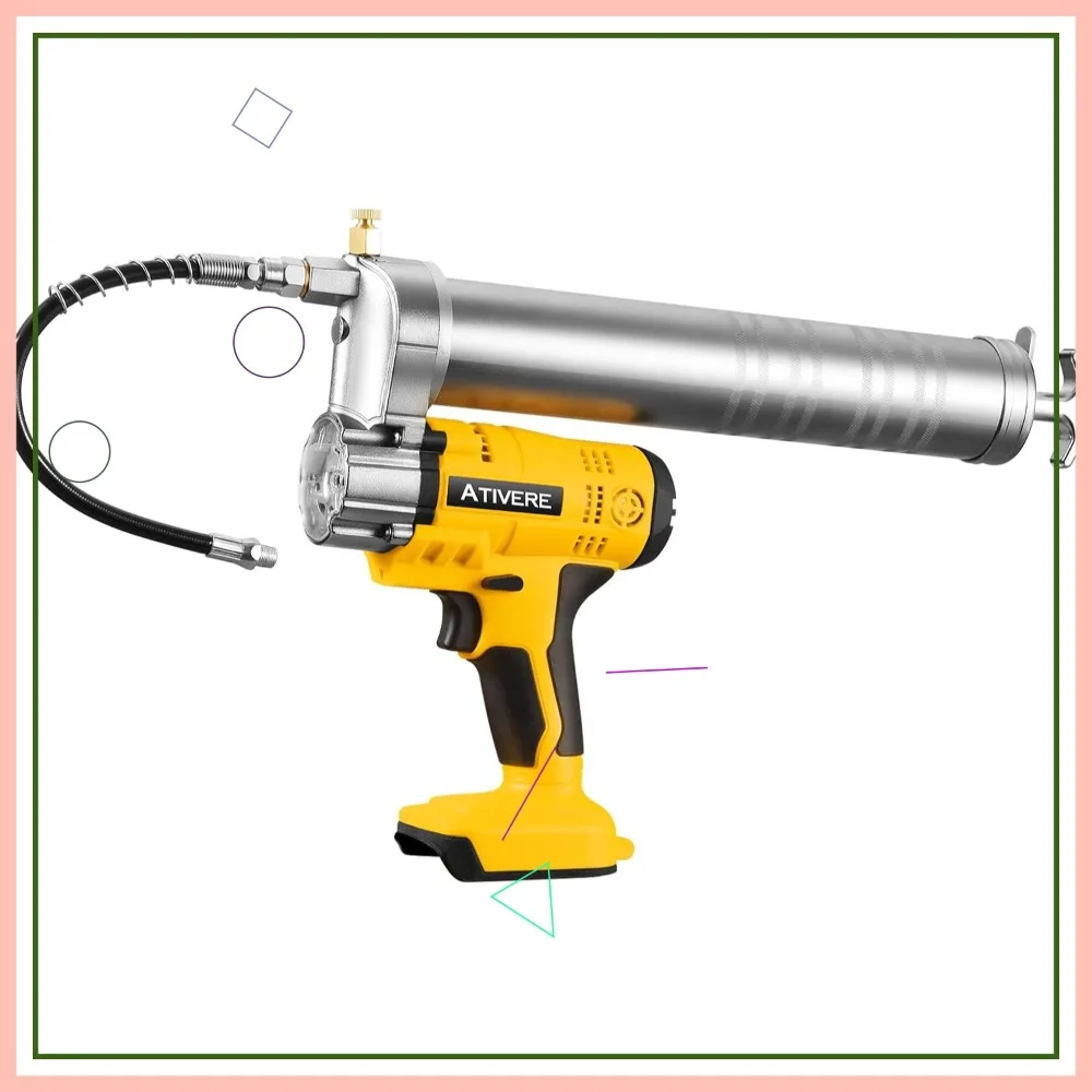 

Cordless Grease Gun for 20V Max Battery, 10000 PSI High Pressure, 12" Spring Flex Hose, Quick Release, Yellow