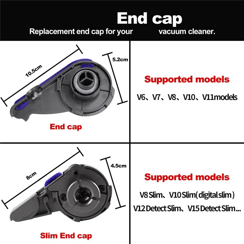 N98R Roller Brush Bar End Cap Cover For V10 Slim V12 Detect Slim V15 Detect Slim Vacuum Cleaner Side Replacement Parts 2Pc