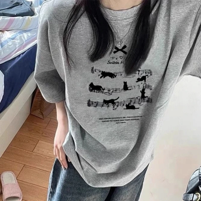 

Street Casual Print Letter Youth Tops Women Clothing Summer Short Sleeve Loose Korean T Shirts Fashion Sweet Trend Women Clothes