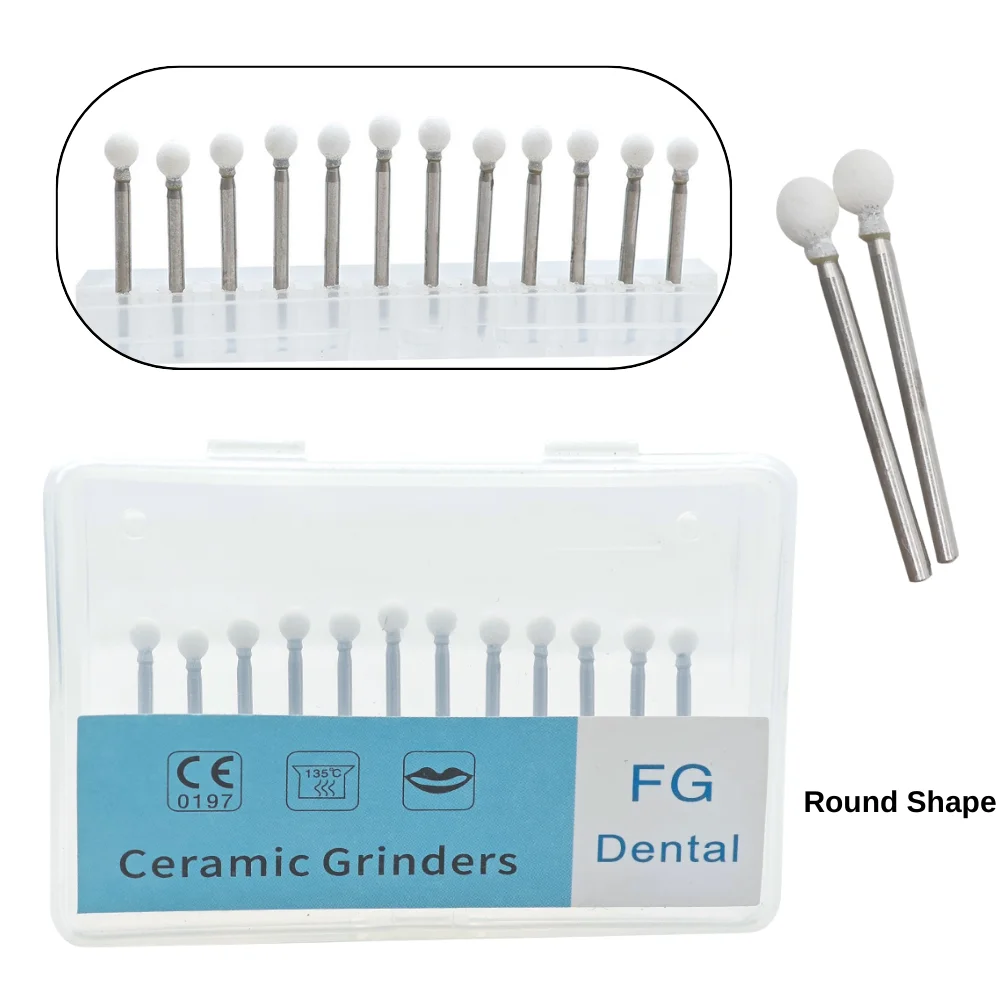 AG 12Pcs/Pack Dental Polishing Stone Handpiece Burs FG Cone Flame Dentist Teeth Whiting Dentist Tools Ceramic Grinders Care - view 4