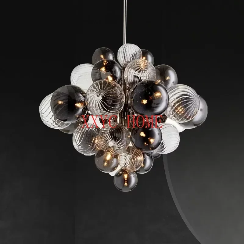 

Nordic Air Bubble Ceiling Chandelier Glass Ball Silvery for Table Dining Living Room Bedroom Pendant Lights Home Decor Fixture