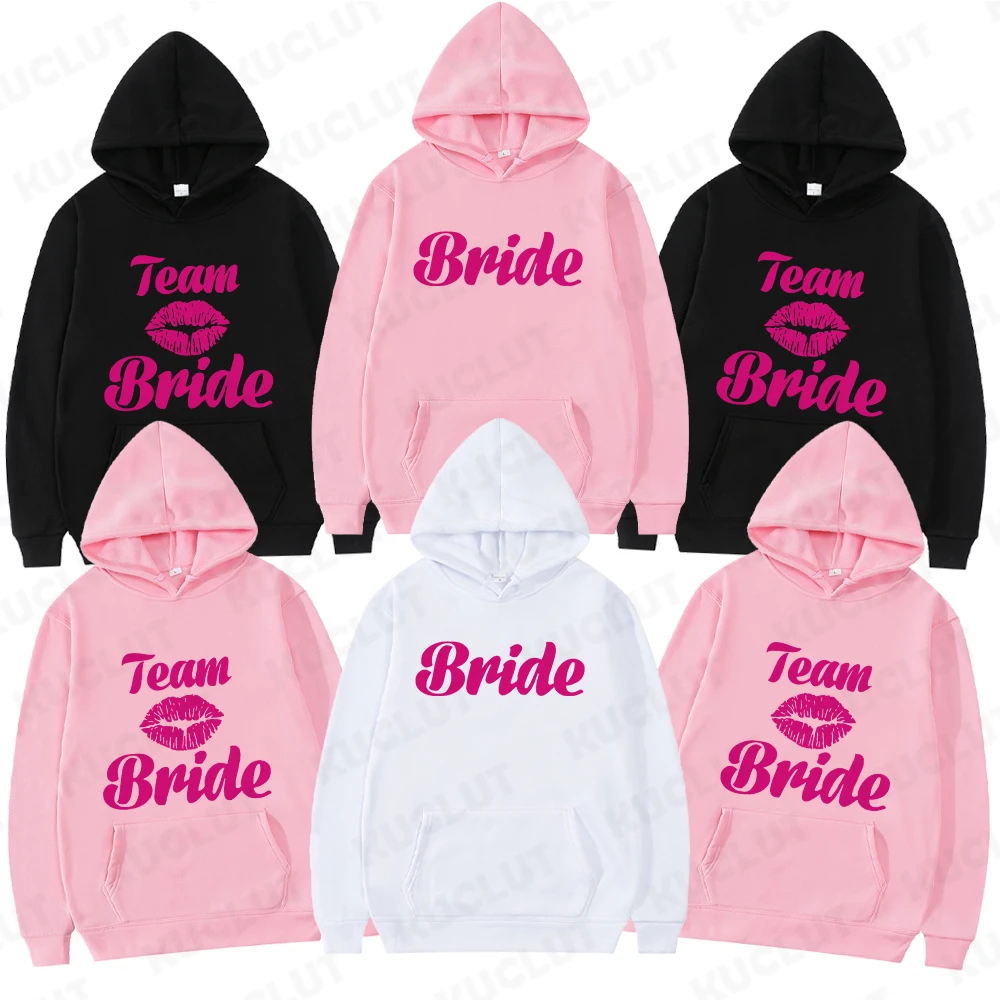 Women's Hoodie Team Bride Hoodies Hipster Women Bachelorette Party Wedding Sweatshirt D Y2k Clothes Fleece Bridal Party Hoodie