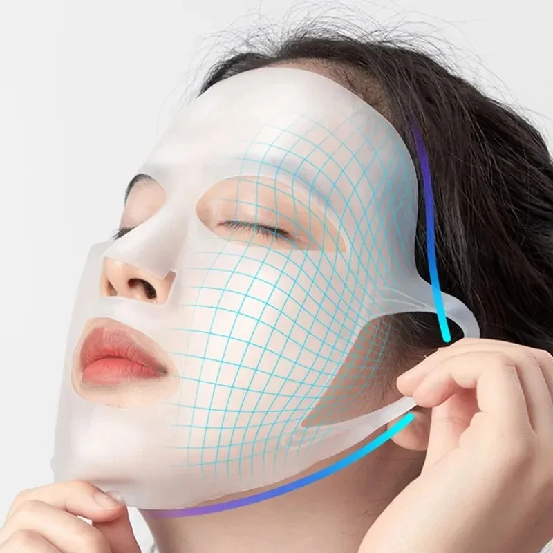 3D Silikon Gesichtsmaske Frauen Hautpflege Feuchtigkeitsspendende Lifting Straffende Anti Falten Wiederverwendbare Gel Blatt Maske Gesichts Hautpflege Werkzeug