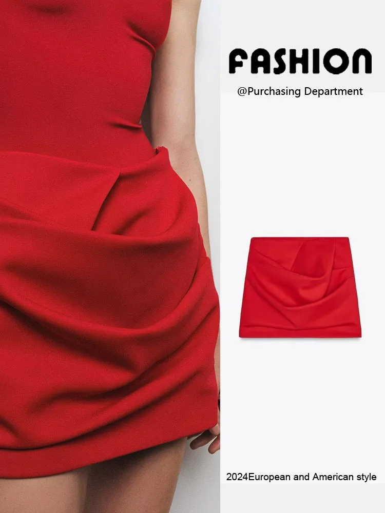 

Faionable Pleated High Waist ort Skirt Women's Slimming New Summer Product Ele Personali Commute Sle Bodycon Skirt